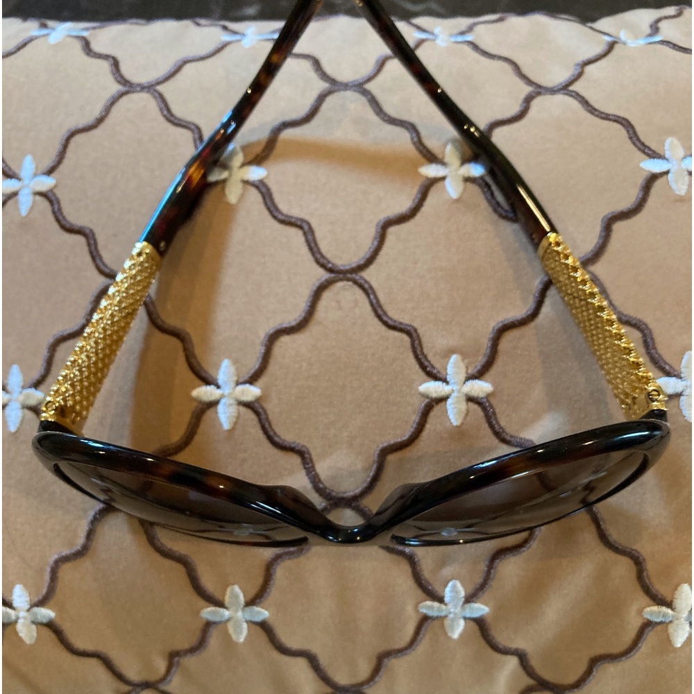 🌸WAS $275: Gucci Havanna Brown Gold Plated Mesh Sunglasses with Case - Picture 13 of 16